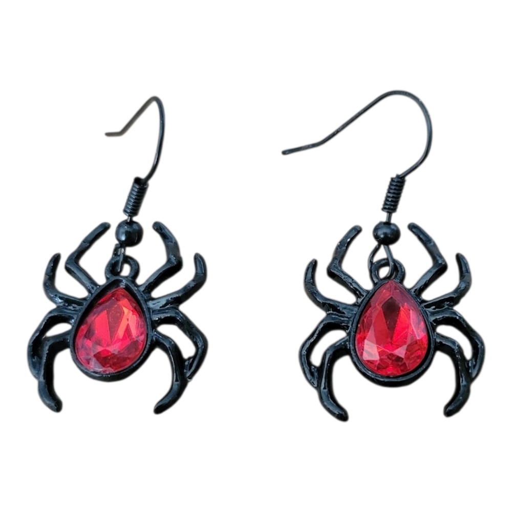 Black and Red Spider Earrings